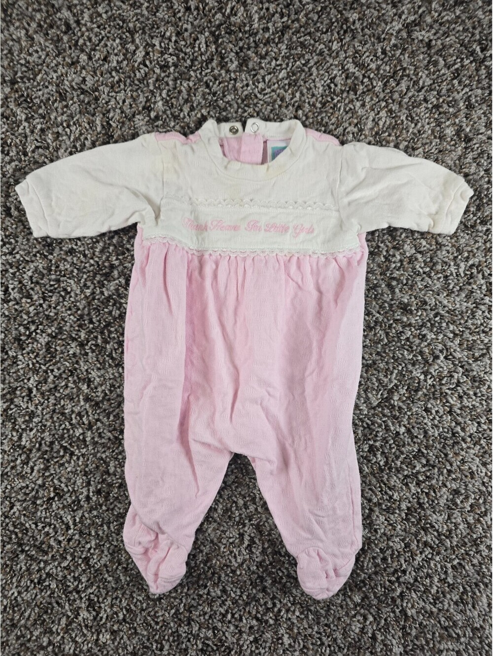 Vtg Little Me Baby Girls Sz 3M One Piece Outfit Pink White Thank Heaven Girls
